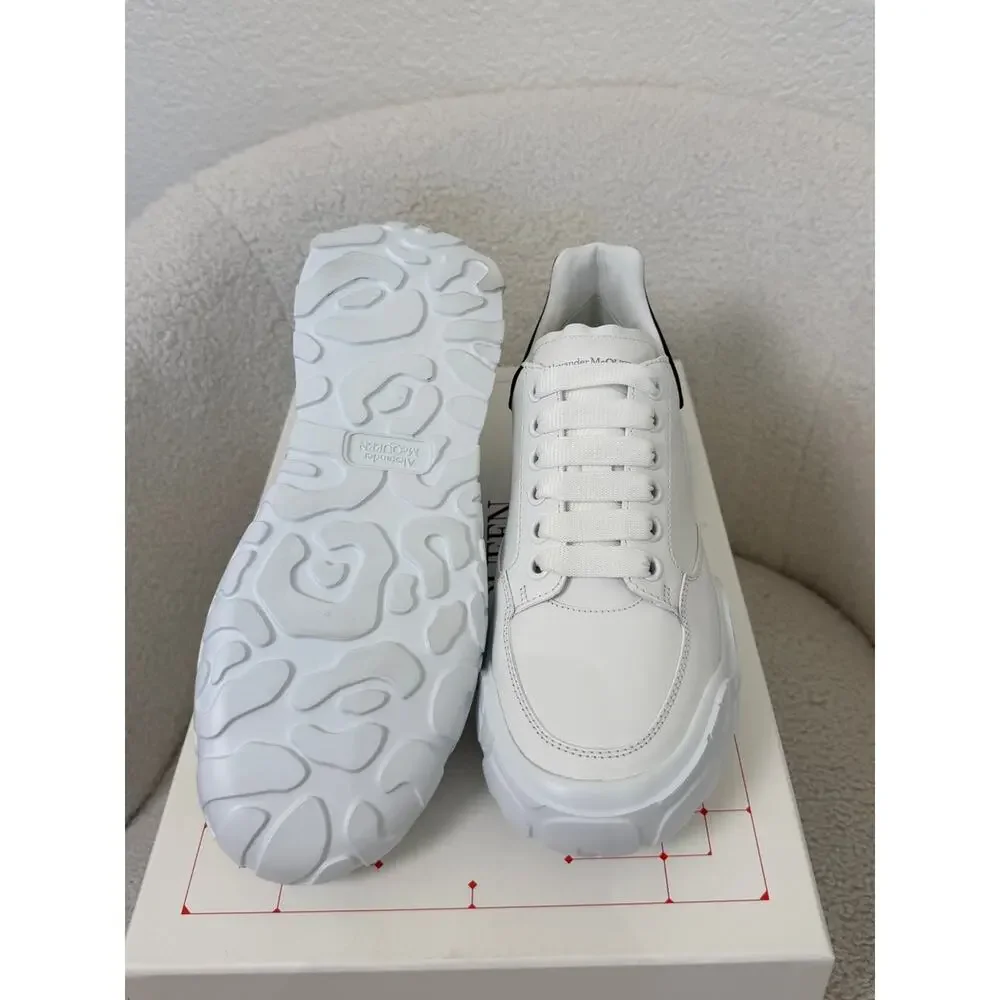 Alexander McQueen Women's White Leather Chunky Sneakers Black Size 39